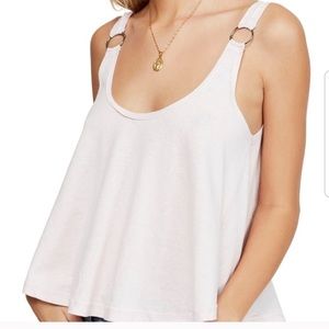 Free people pink tank top with metal loop accent M